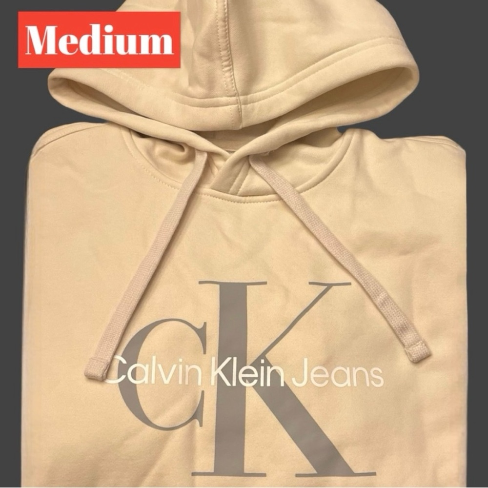 Mens Calvin Klein Sweatshirt MD NEW Calvin Klein Hoodie MED OFF-WHITE & GRAY NWT